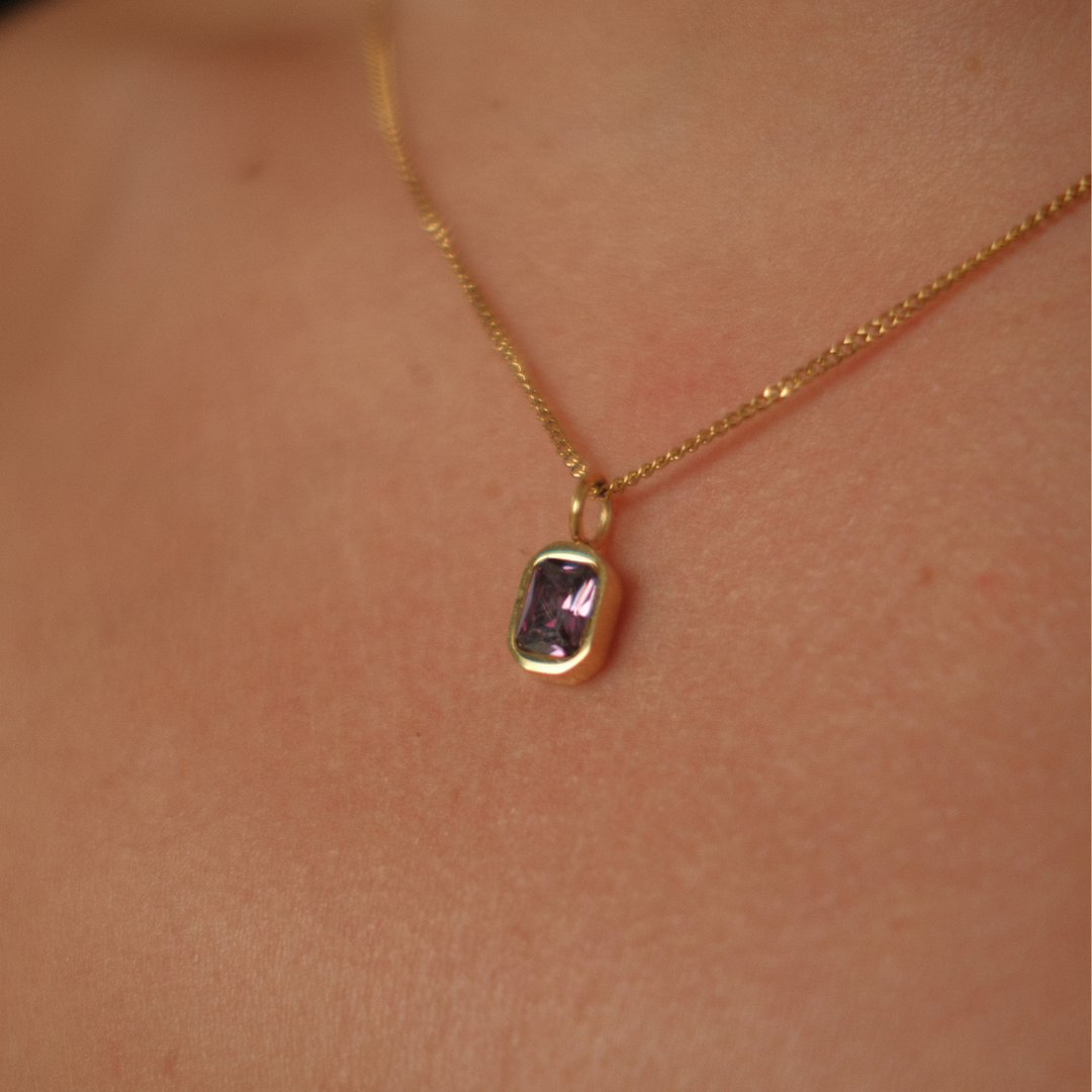 February Birthstone Necklace - Amethyst CZ