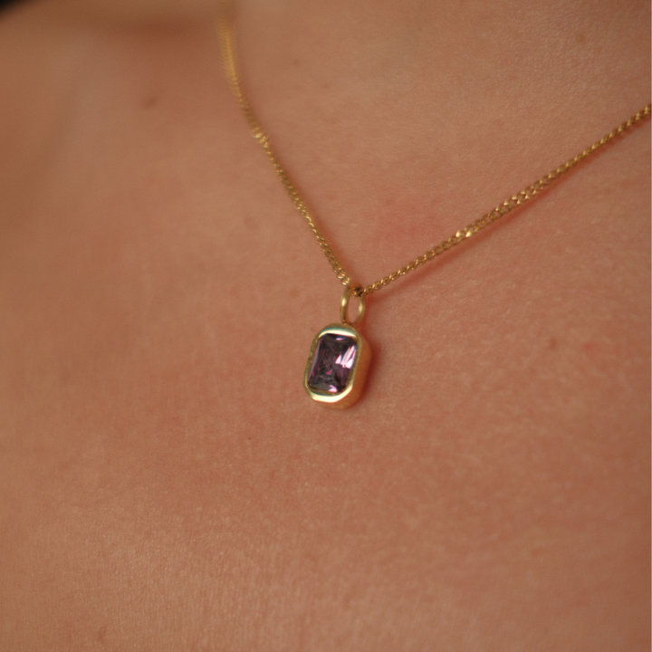 February Birthstone Necklace - Amethyst CZ