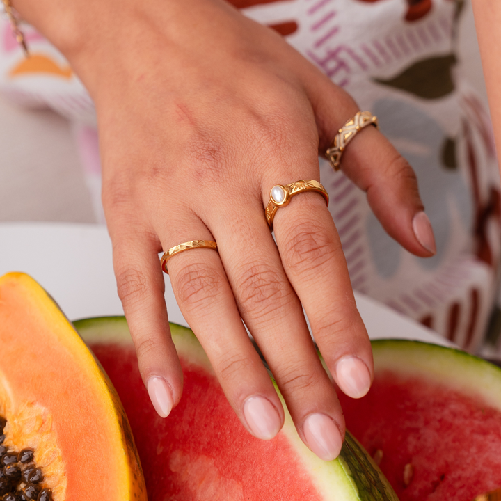 The Ocean Muse Ring - Pearl Stone - Gold &amp; Silver