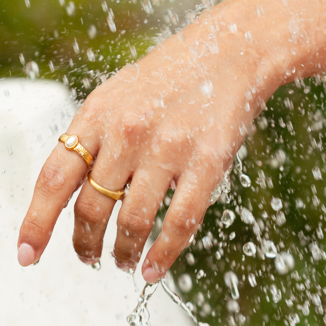 The Ocean Muse Ring - Pearl Stone - Gold &amp; Silver