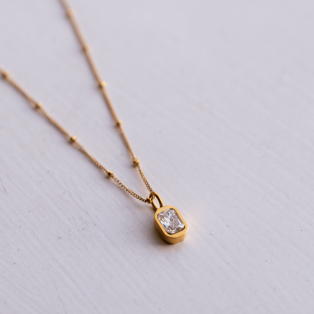 April Birthstone Necklace - White Topaz CZ - Ocean Native