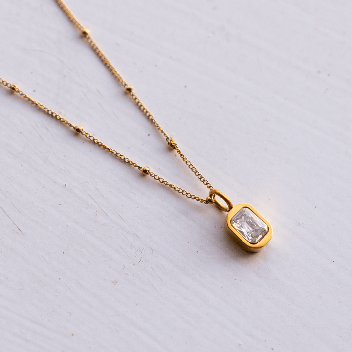 April Birthstone Necklace - White Topaz CZ - Ocean Native