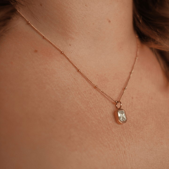 April Birthstone Necklace - White Topaz CZ - Ocean Native