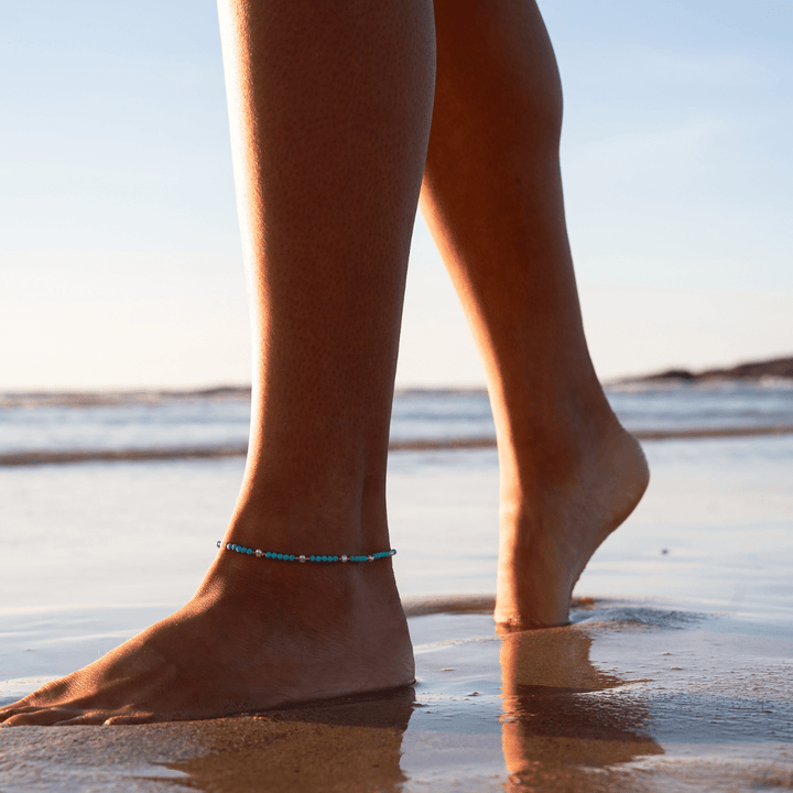 Azura Anklet - Turquoise &amp; Freshwater Pearl - Ocean Native