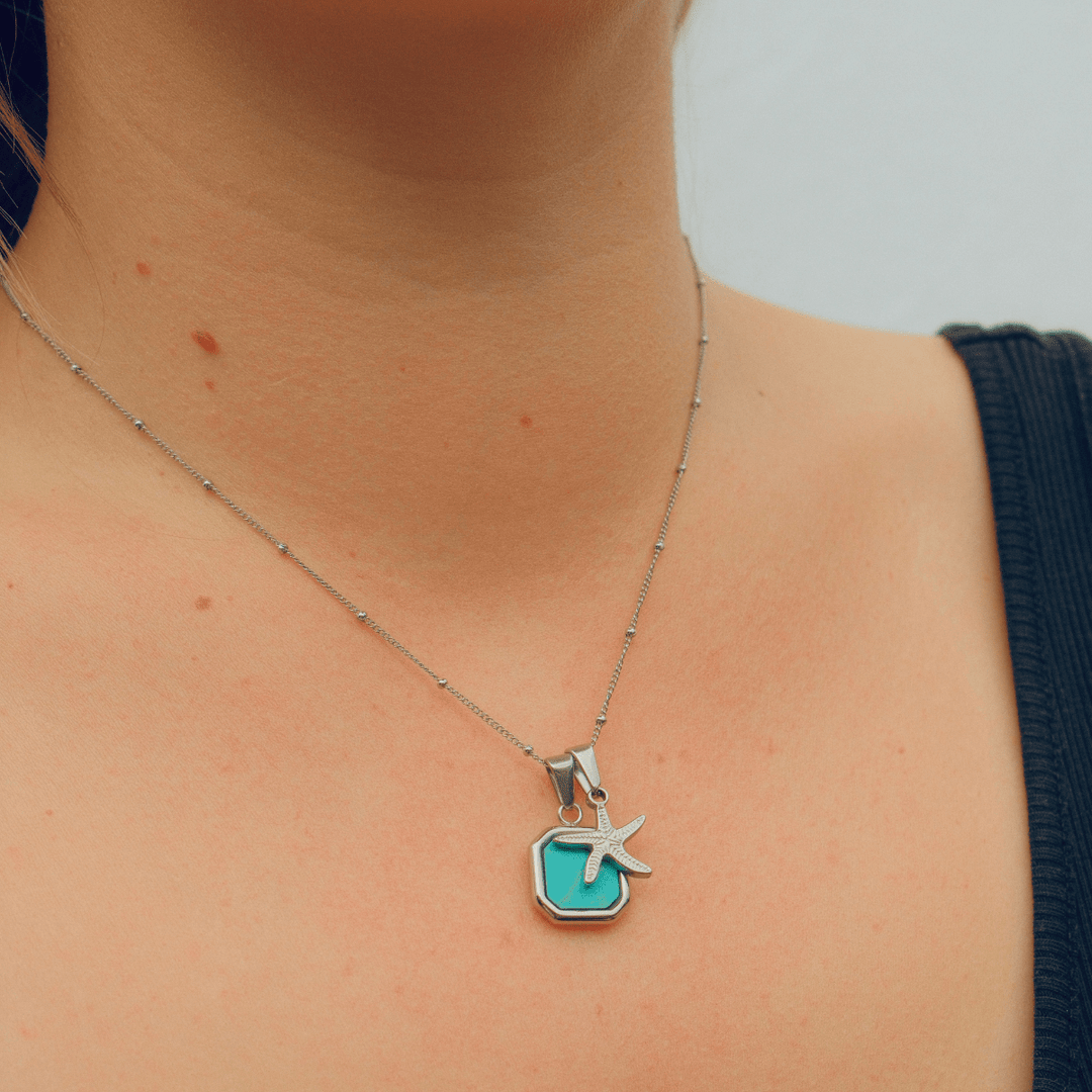Beaded Chain Necklace - Silver - Ocean Native