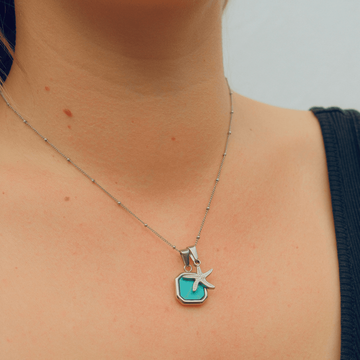 Beaded Chain Necklace - Silver - Ocean Native