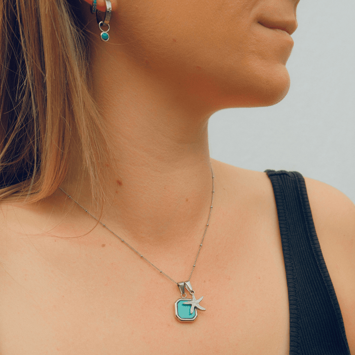 Beaded Chain Necklace - Silver - Ocean Native