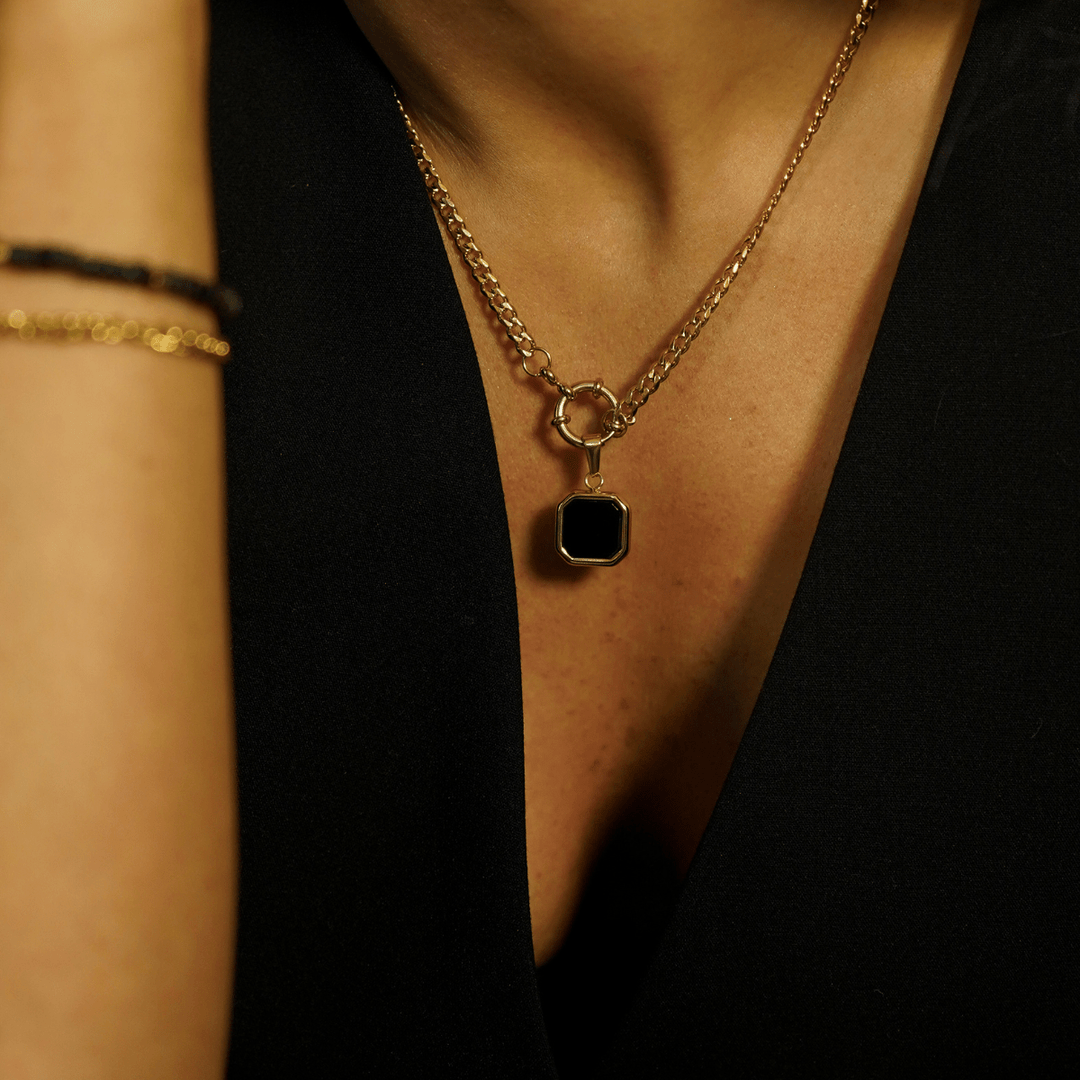 Black Square Pendant Charm - Ocean Native