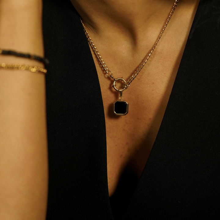 Black Square Pendant Charm - Ocean Native