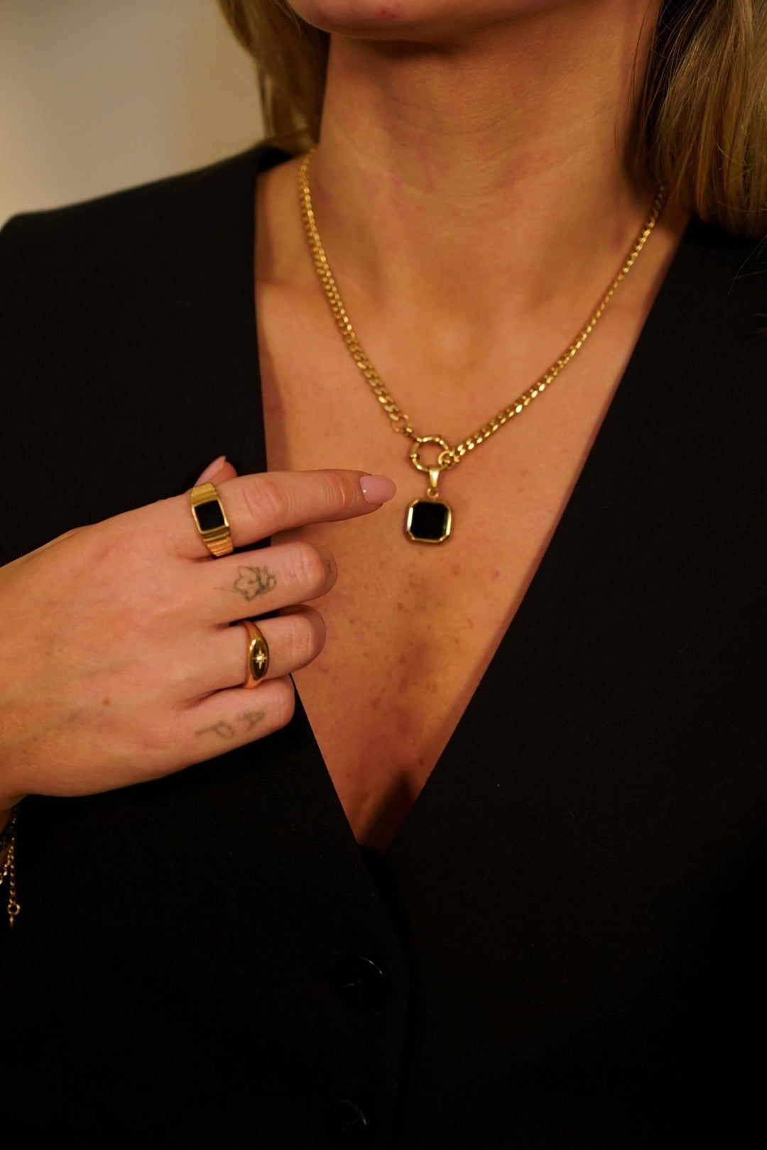 Black Square Pendant Charm Necklace - Ocean Native