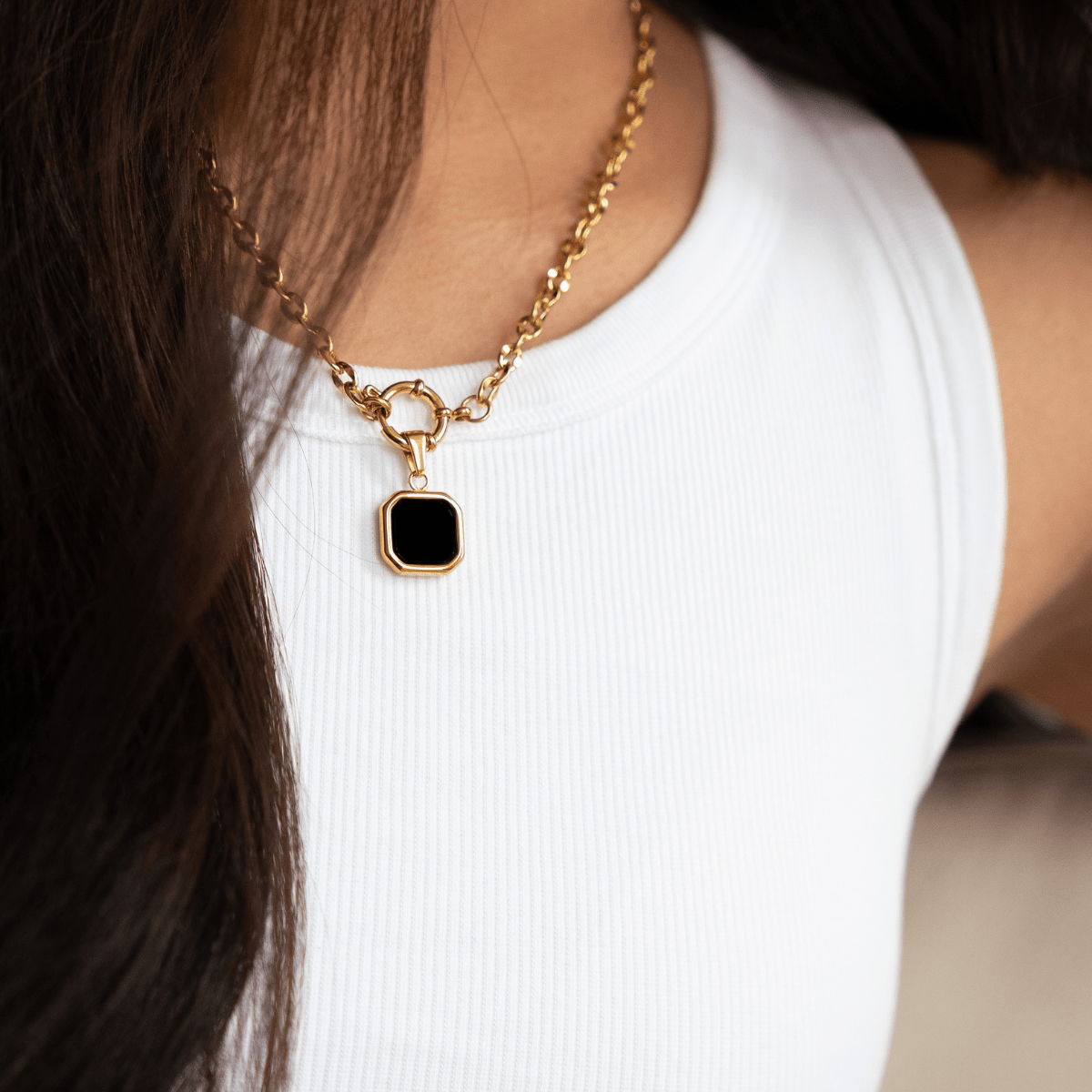Black Square Pendant Charm Necklace – Ocean Native
