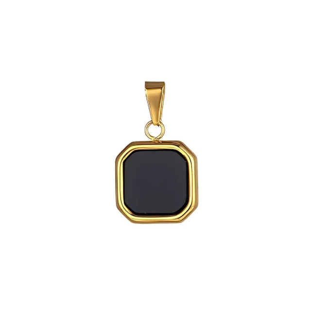 Black Square Pendant Charm Necklace - Ocean Native