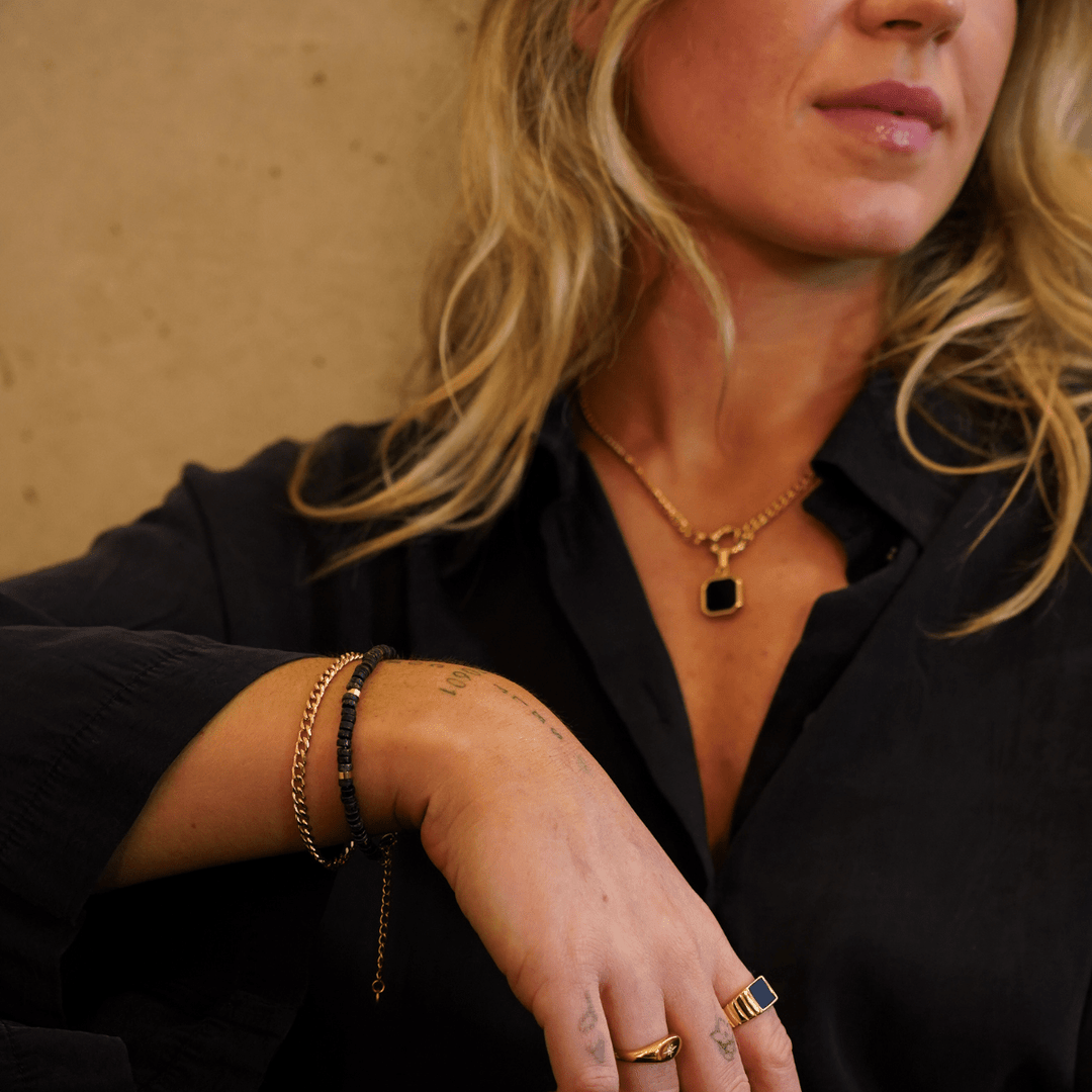 Black Square Pendant Charm Necklace - Ocean Native