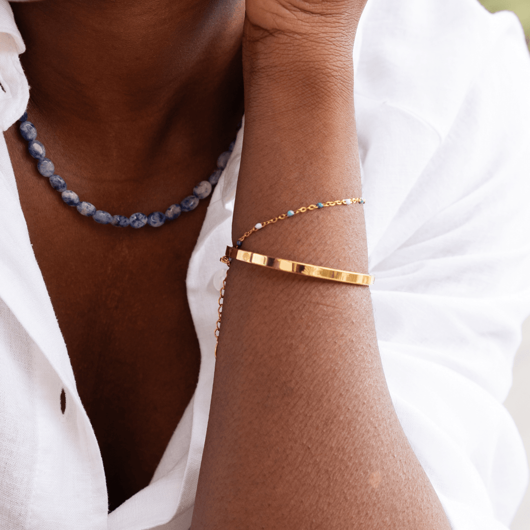Blue Tide Beaded Chain Bracelet - Ocean Native