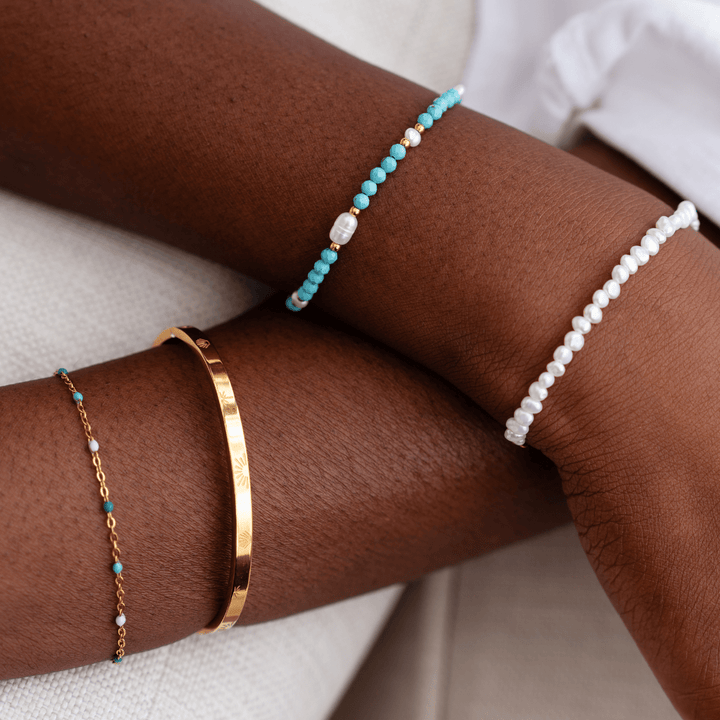 Blue Tide Beaded Chain Bracelet - Ocean Native