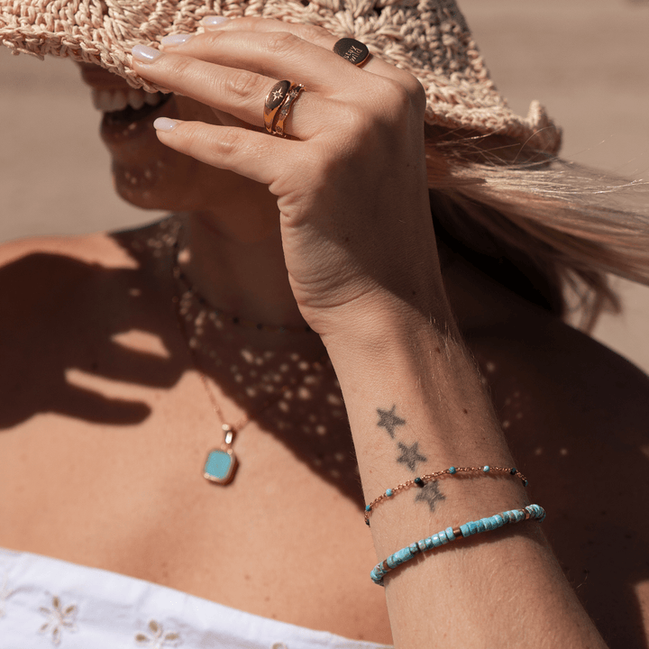 Blue Tide Beaded Chain Bracelet - Ocean Native