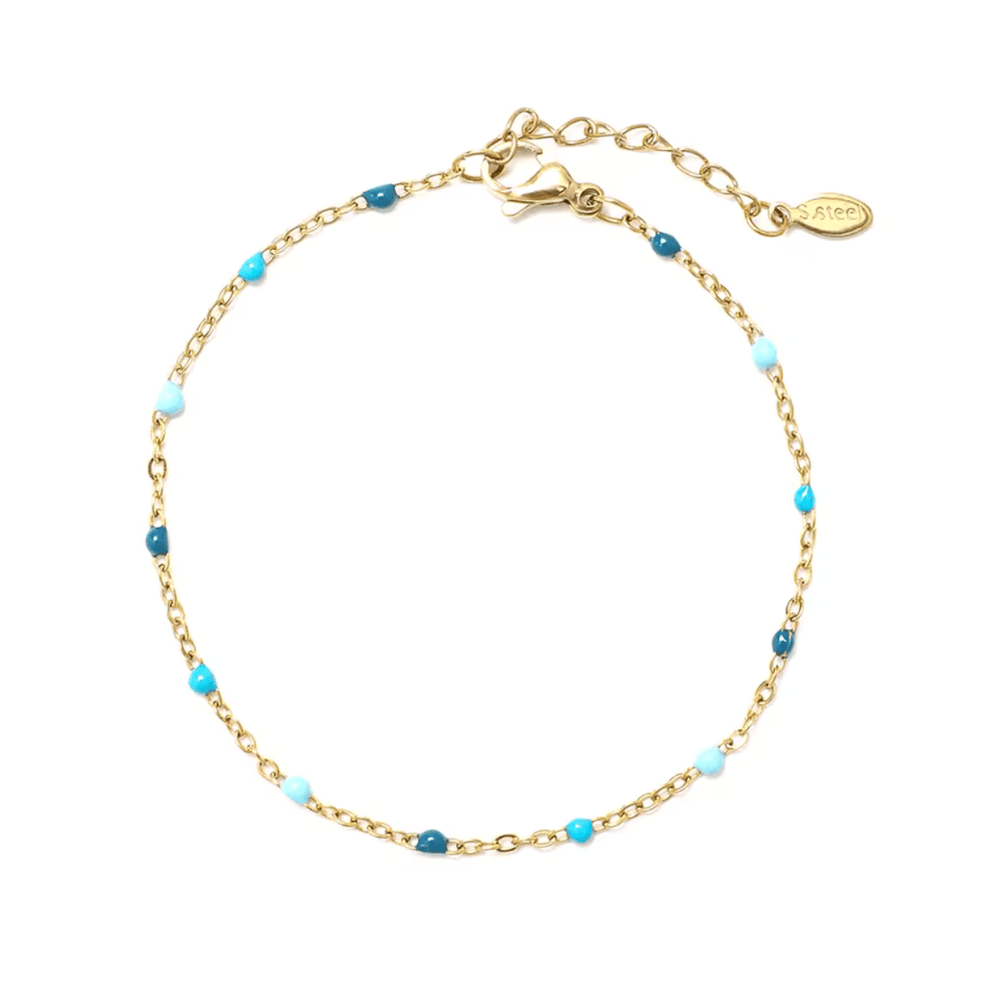 Blue Tide Beaded Chain Bracelet - Ocean Native