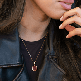 Burgundy Square Pendant Charm