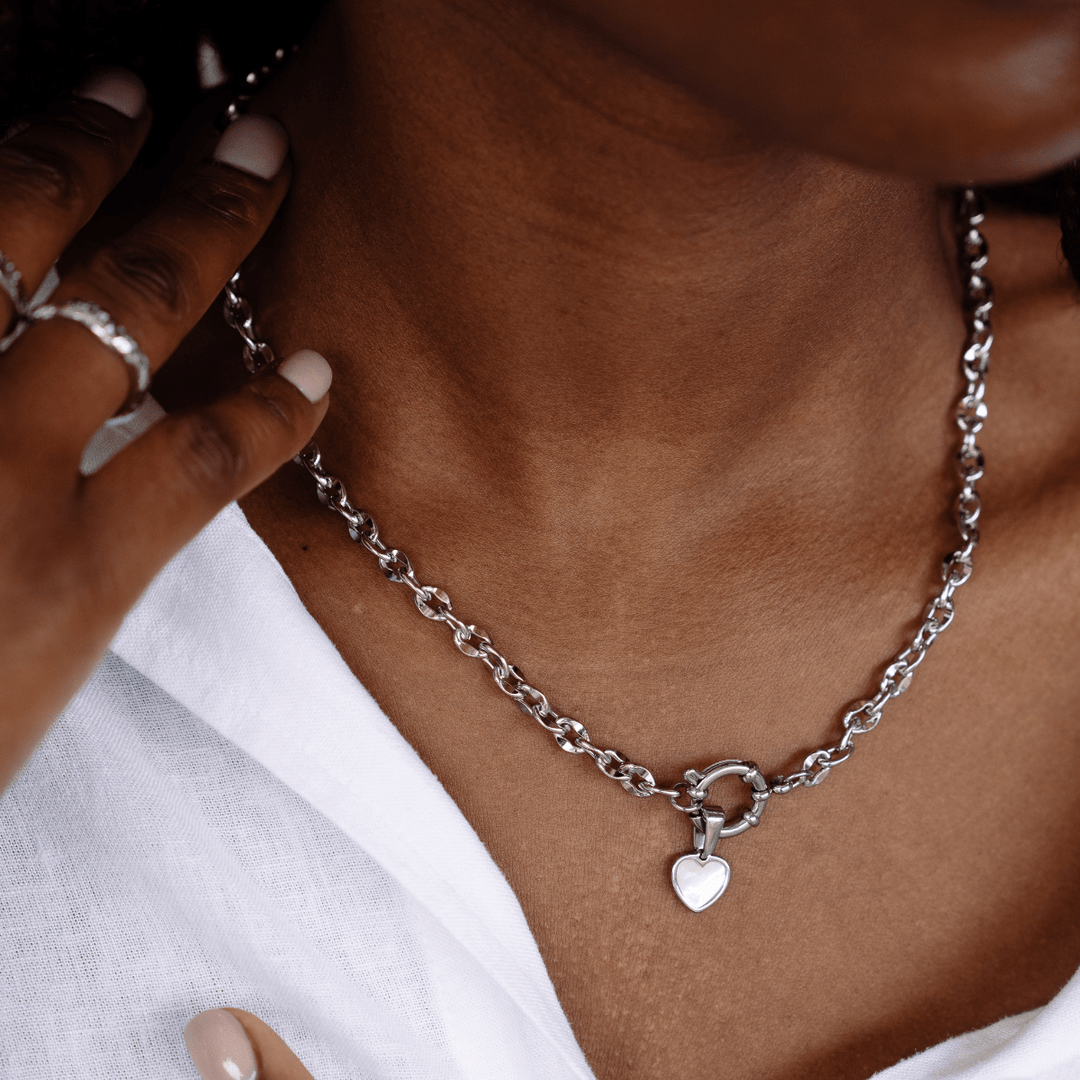 Chunky Clasp Chain Necklace - Silver - Ocean Native