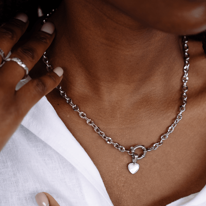 Chunky Clasp Chain Necklace - Silver - Ocean Native