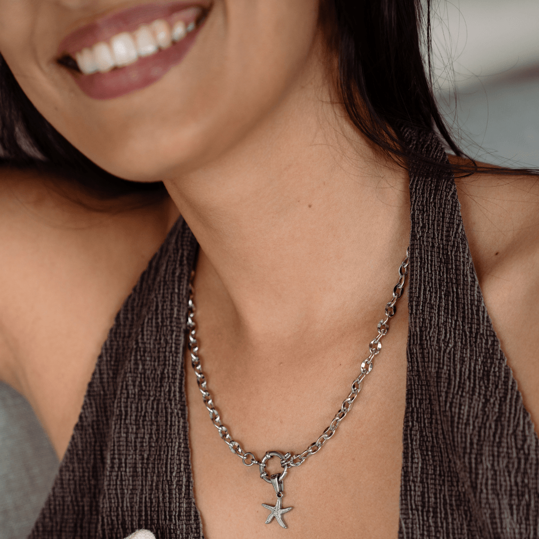Chunky Clasp Chain Necklace - Silver - Ocean Native