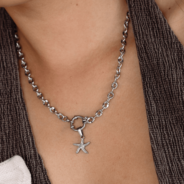 Chunky Clasp Chain Necklace - Silver - Ocean Native