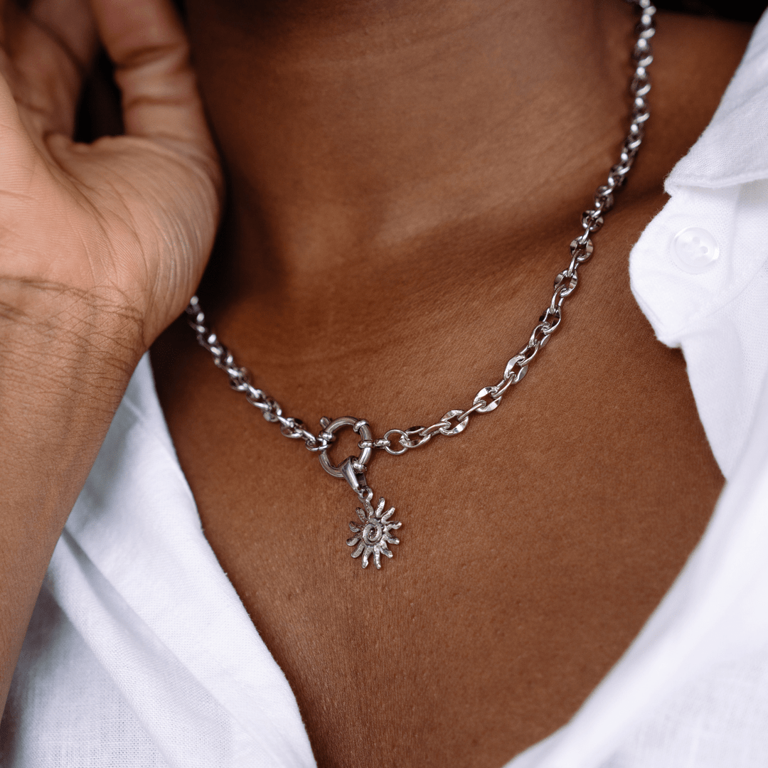 Chunky Clasp Chain Necklace - Silver - Ocean Native