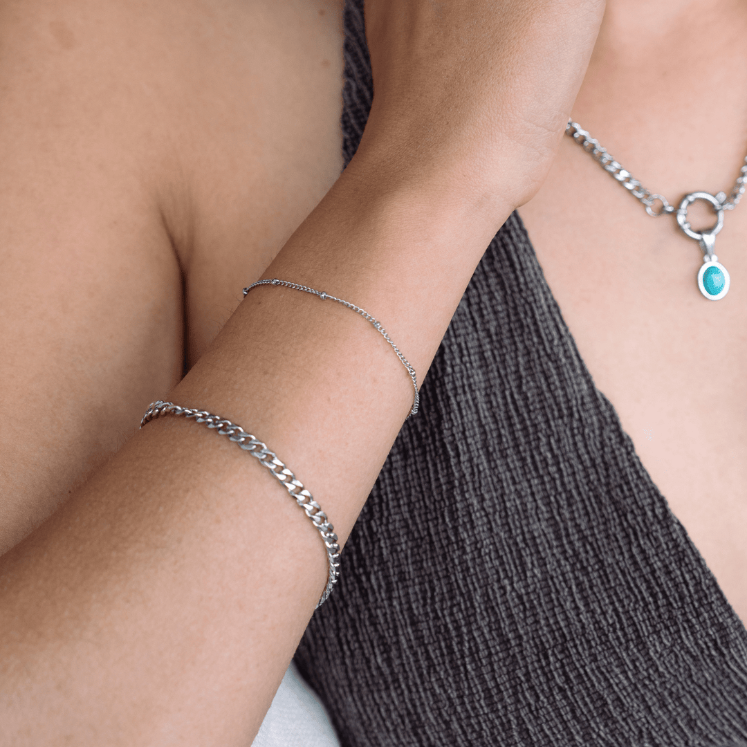 Cuban Clasp Chain Bracelet - Silver - Ocean Native