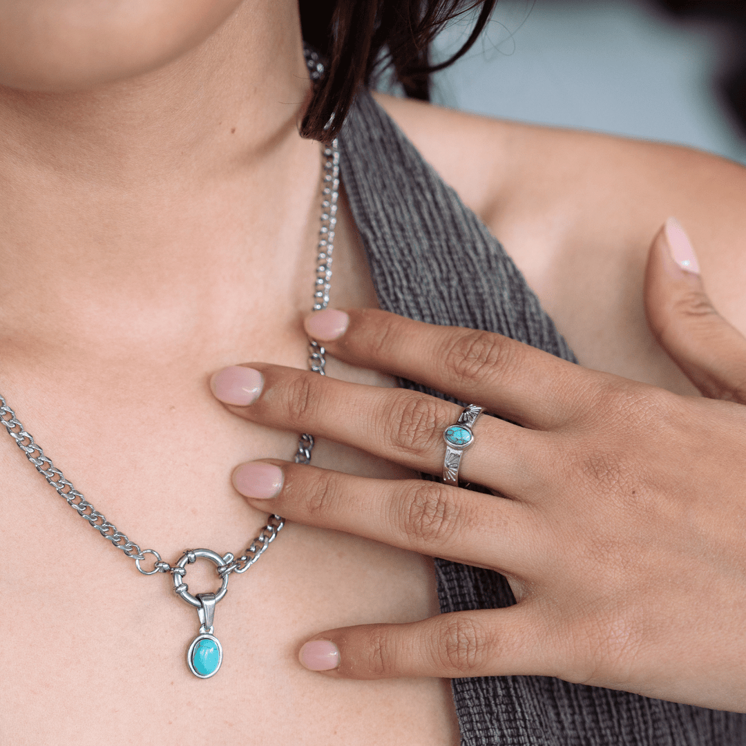 Cuban Clasp Chain Necklace - Silver - Ocean Native
