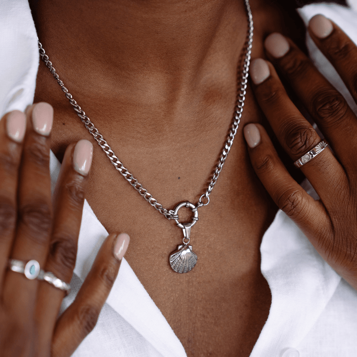 Cuban Clasp Chain Necklace - Silver - Ocean Native