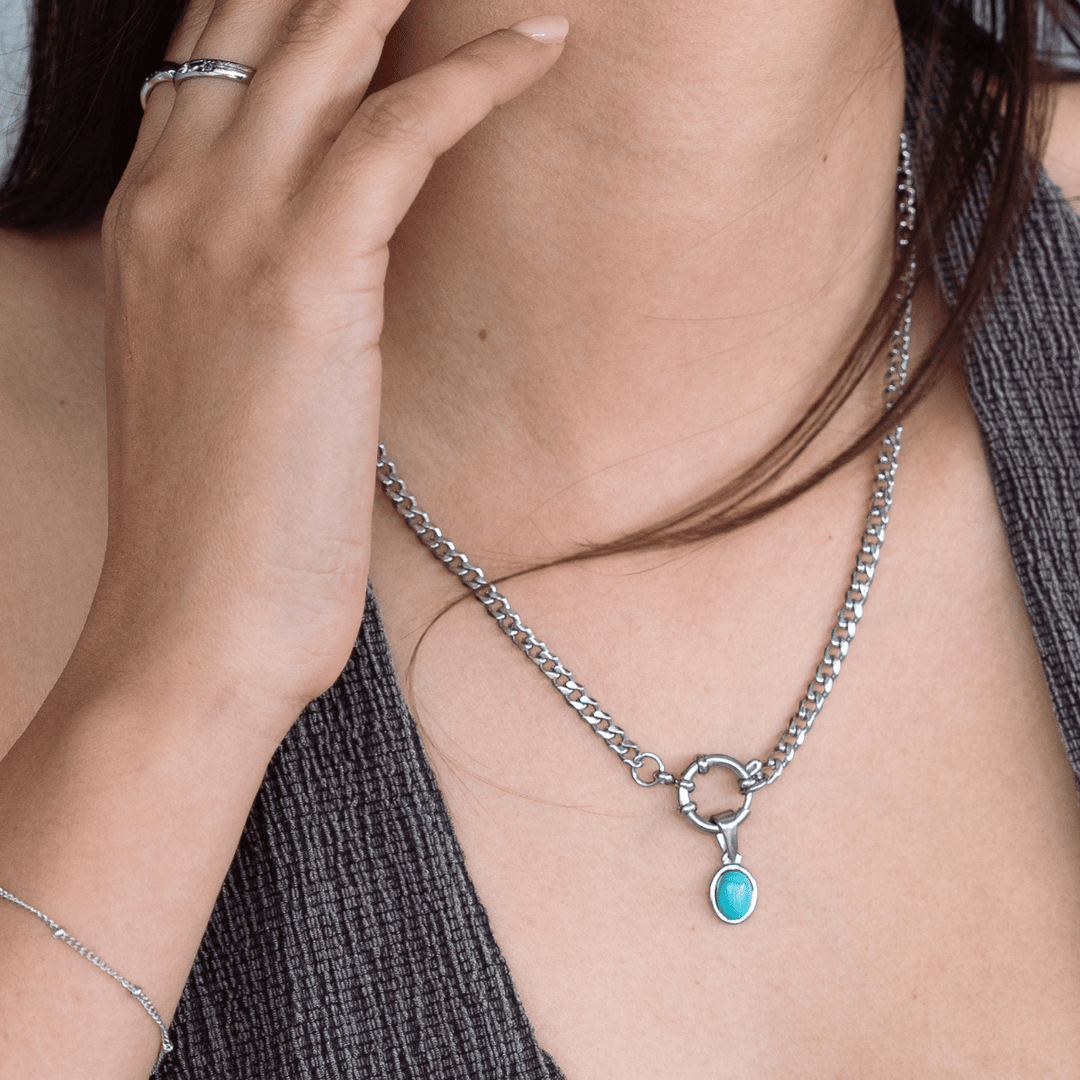 Cuban Clasp Chain Necklace - Silver - Ocean Native