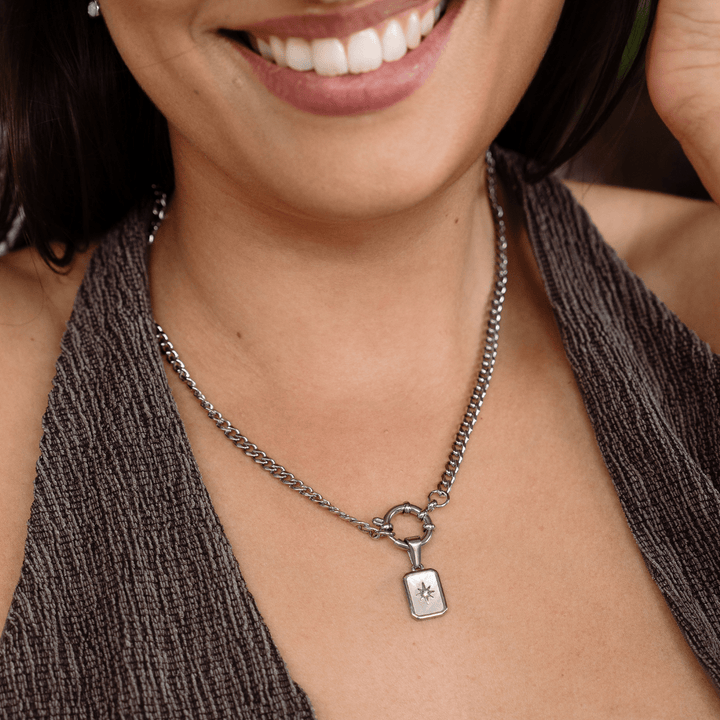 Cuban Clasp Chain Necklace - Silver - Ocean Native