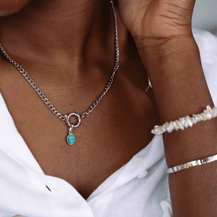 Cuban Clasp Chain Necklace - Silver - Ocean Native