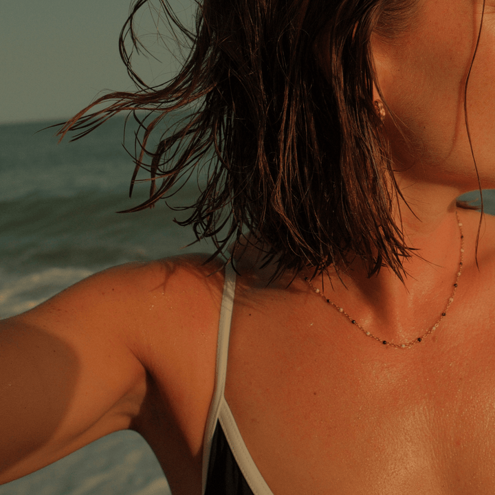 Dainty Black and White Beaded Choker Necklace - Ocean Native