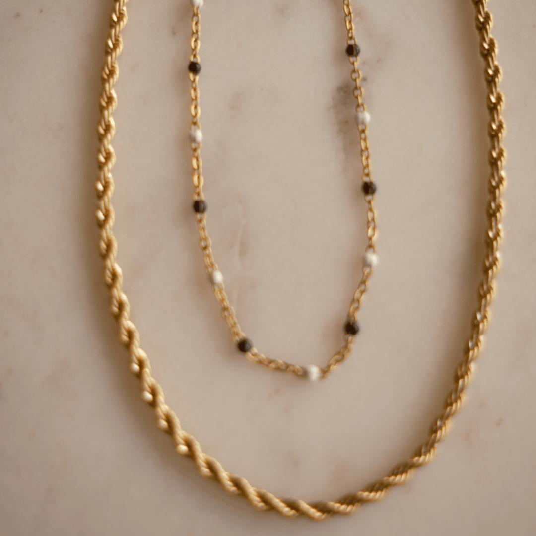 Dainty Black and White Beaded Choker Necklace - Ocean Native