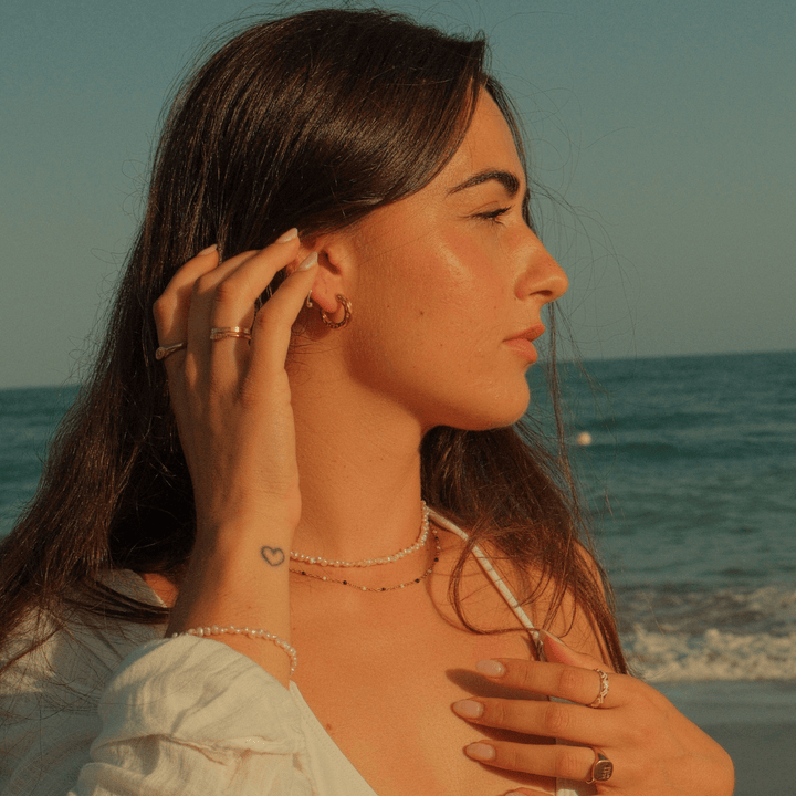 Dainty Black and White Beaded Choker Necklace - Ocean Native