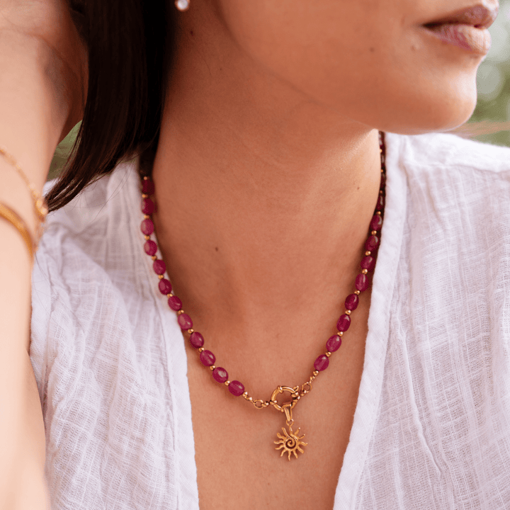 Golden Blush Natural Stone Clasp Necklace - Ocean Native