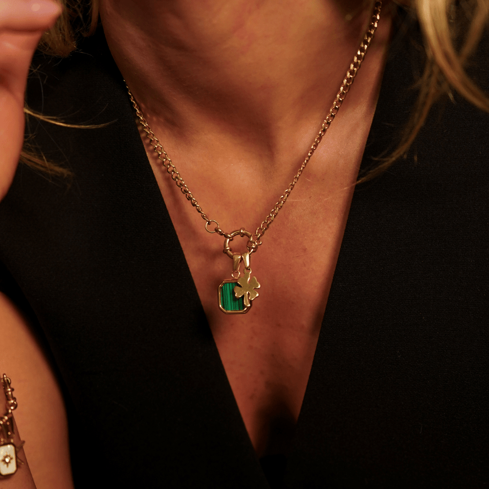 Green Square Pendant Charm Necklace - Ocean Native