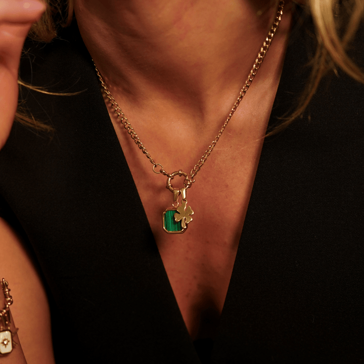 Green Square Pendant Charm Necklace - Ocean Native