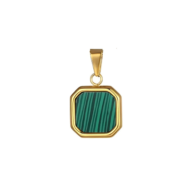 Green Square Pendant Charm Necklace - Ocean Native