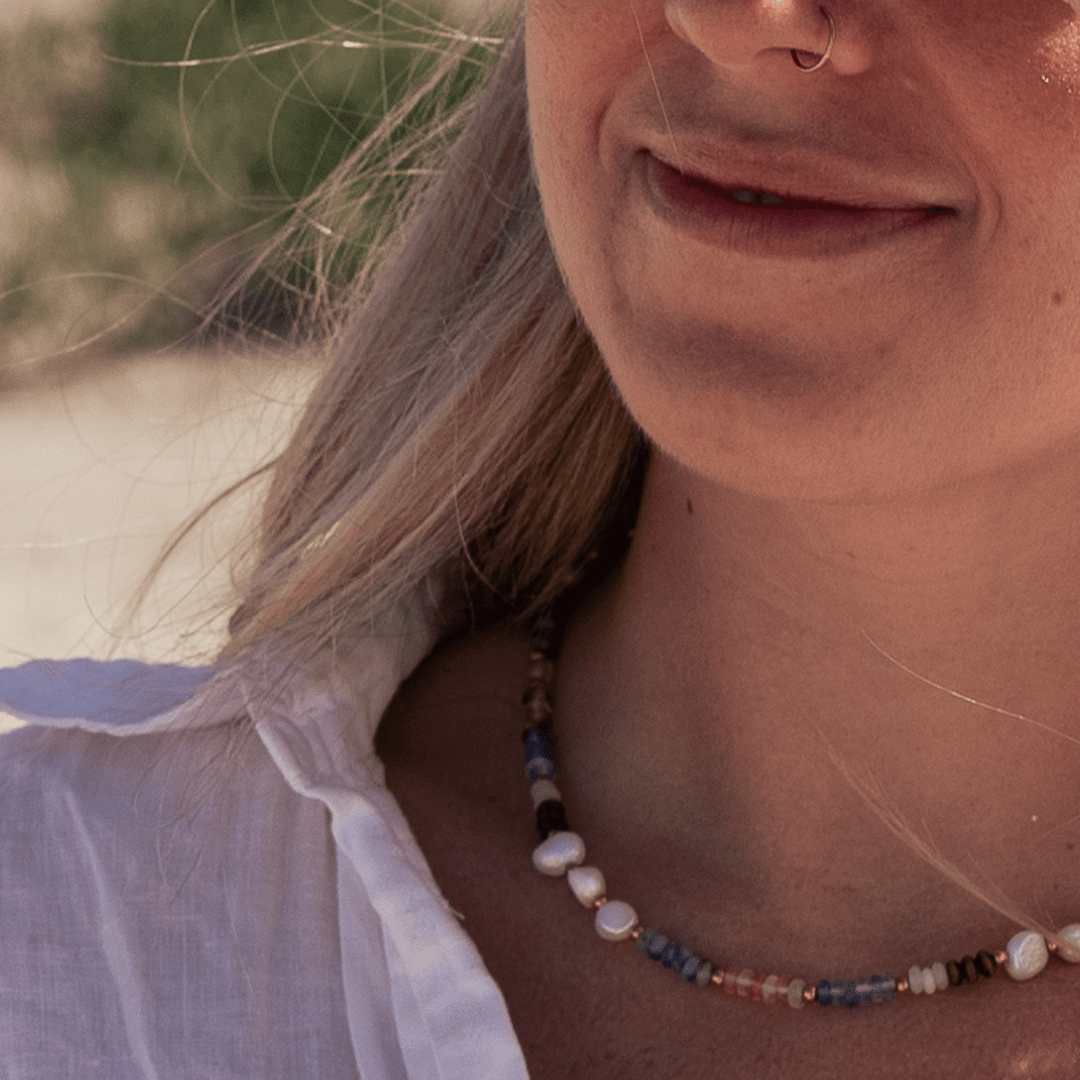 Hidden Cove Natural Stone Beaded Necklace - Ocean Native