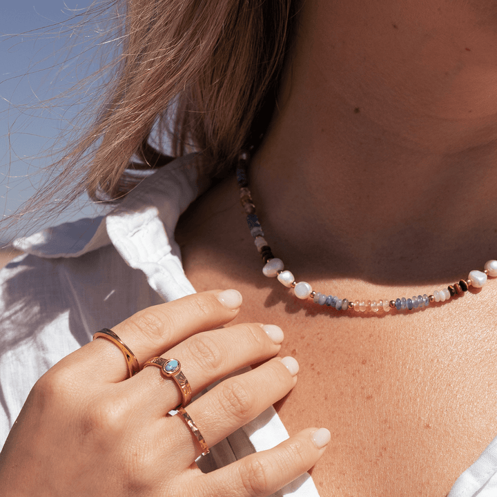 Hidden Cove Natural Stone Beaded Necklace - Ocean Native