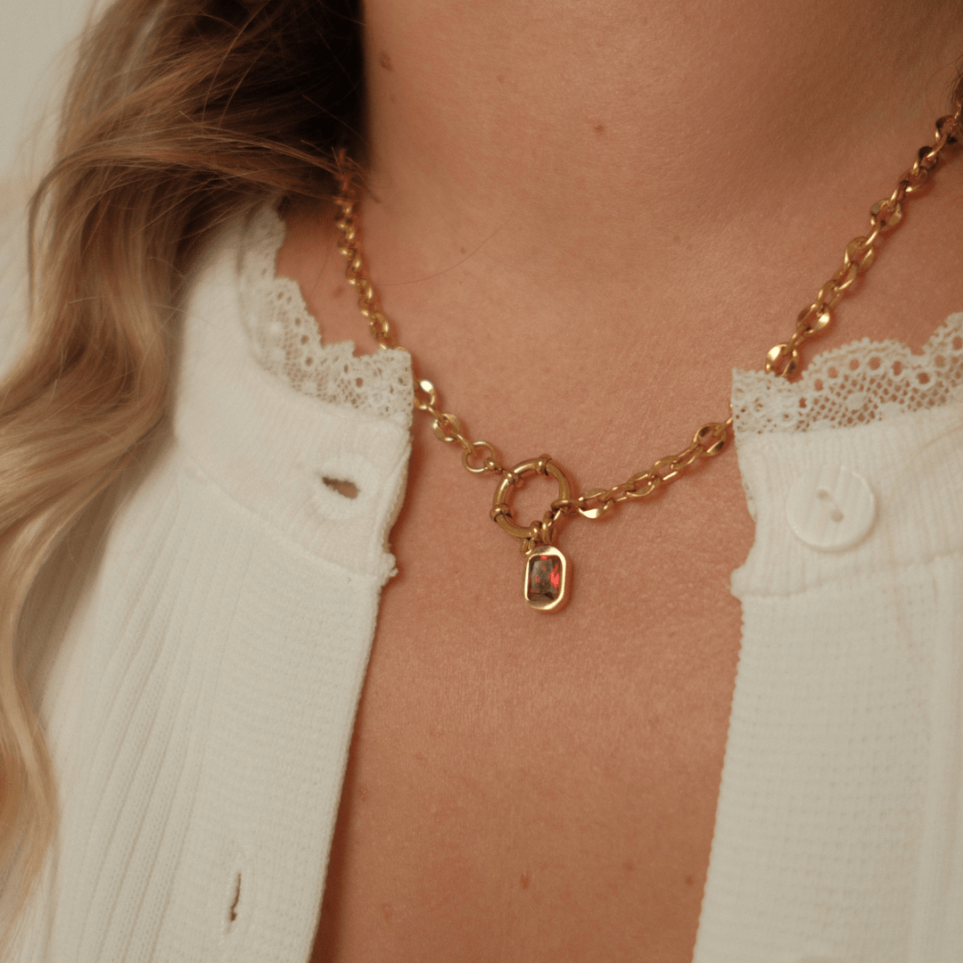 January Birthstone Necklace - Garnet CZ - Ocean Native