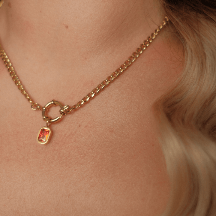 July Birthstone Necklace - Ruby CZ - Ocean Native