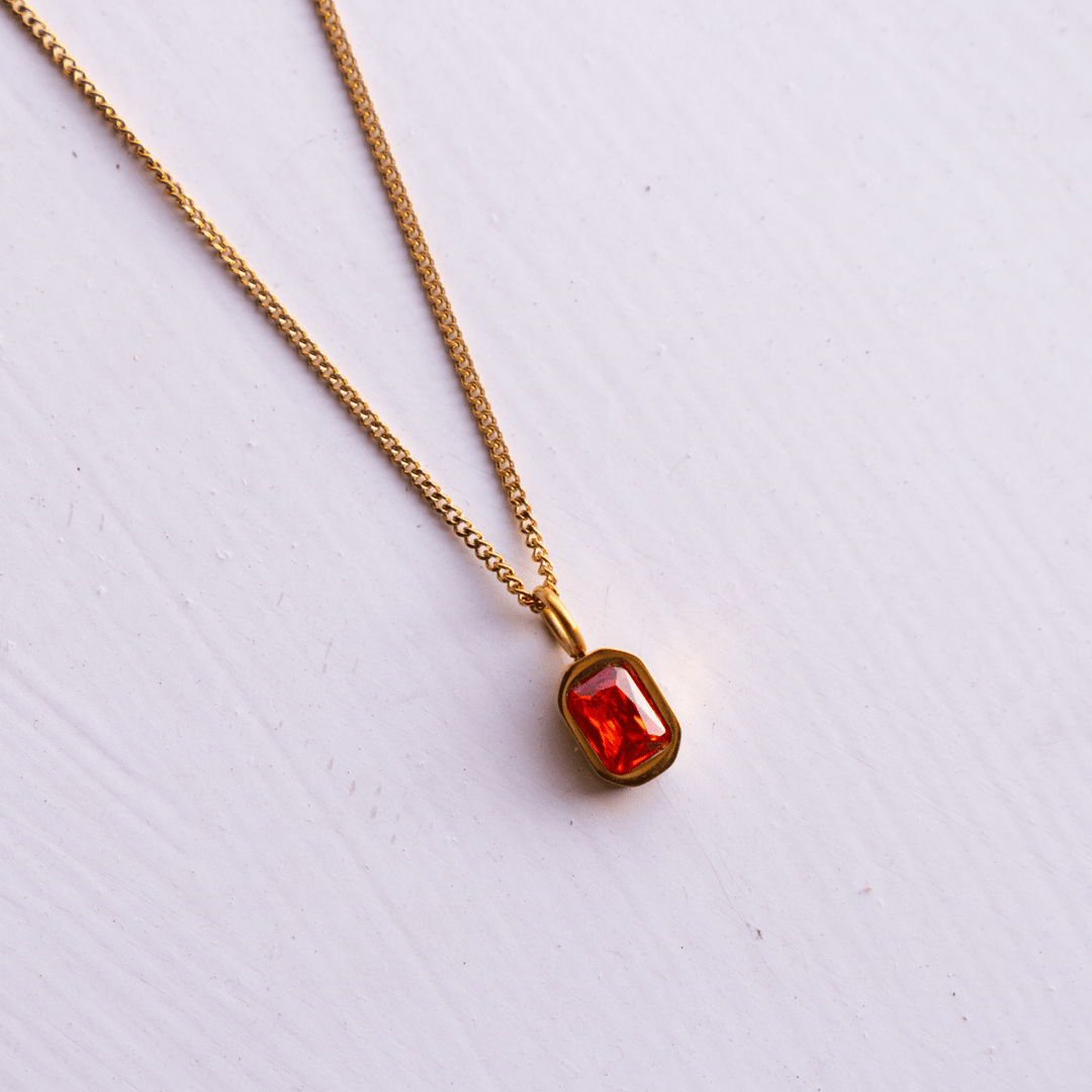 July Birthstone Necklace - Ruby CZ - Ocean Native