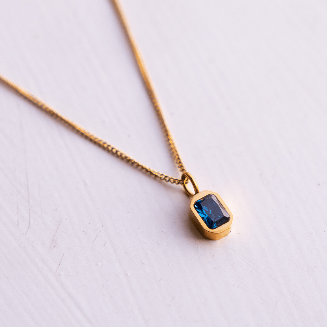 March Birthstone Necklace - Aquamarine CZ - Ocean Native