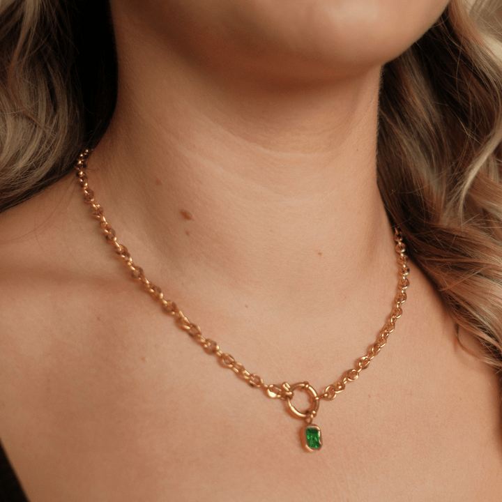 May Birthstone Necklace - Green Onyx CZ - Ocean Native