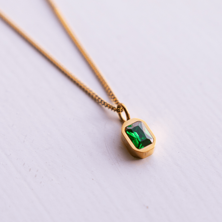 May Birthstone Necklace - Green Onyx CZ - Ocean Native