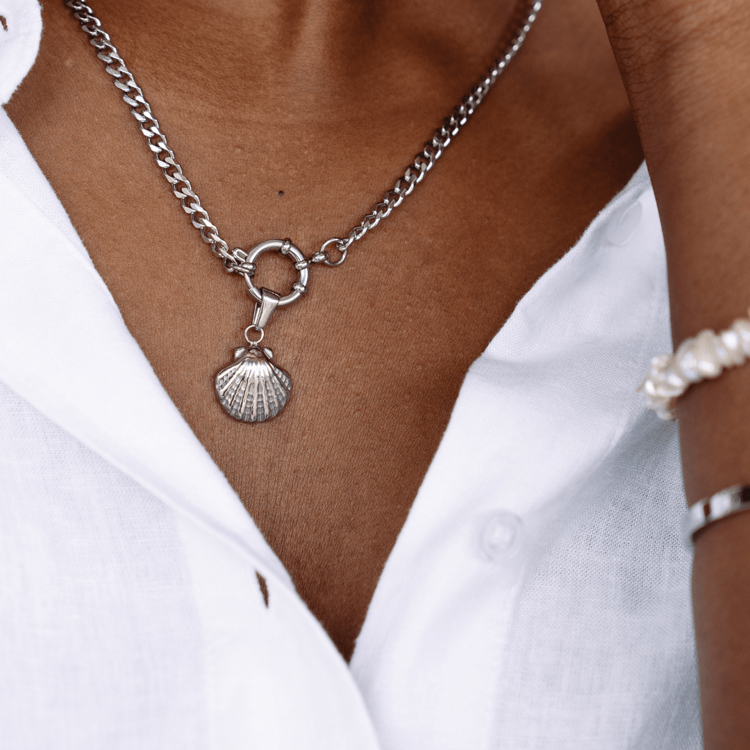 Meet Me At The Beach Shell Pendant Charm - Silver - Ocean Native