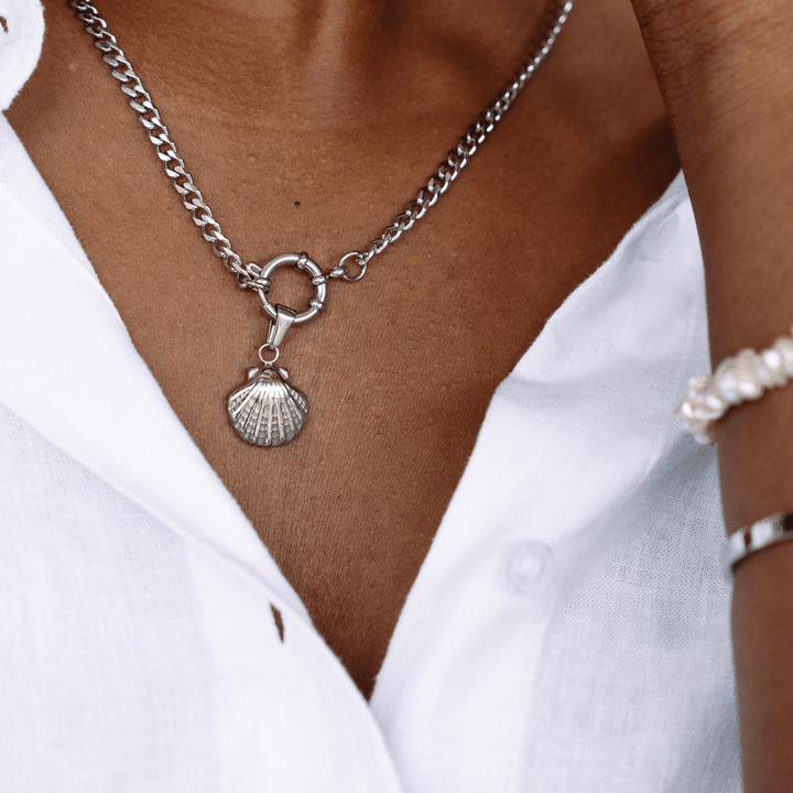 Meet Me At The Beach Shell Pendant Charm - Silver - Ocean Native